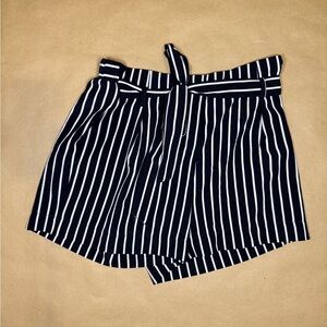 Navy Striped Tie Front Shorts | Casual Summer Shorts